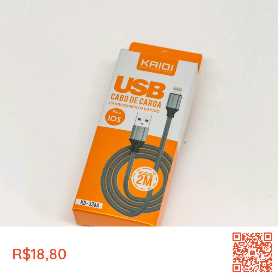 WalleConect's tweet photo. Preço espetacular Cabo USB Reforçado - IOS - 2M - Kaidi - KD-336A por R$18,80. Encontre na Shopee agora! https://t.co/AzsOREOFAq #ShopeeBR https://t.co/NmpBW6Uema