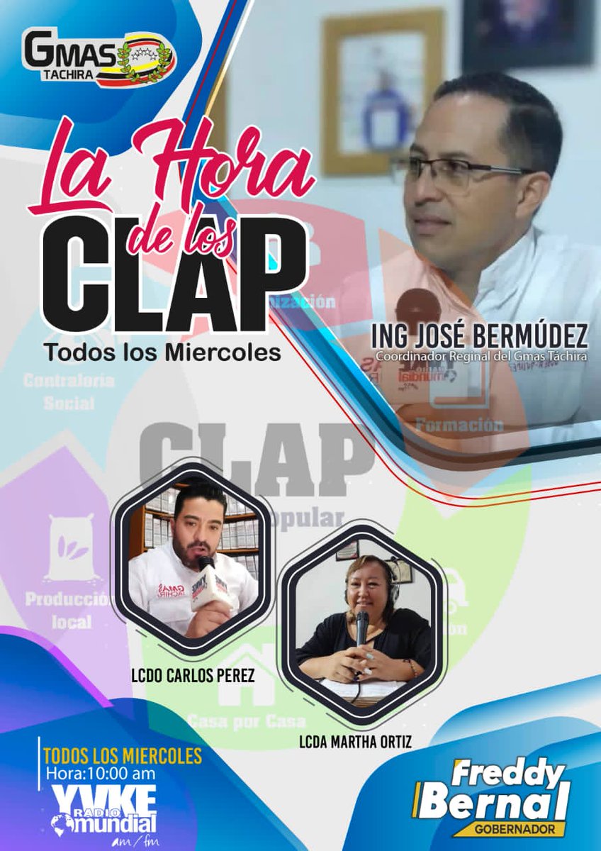 Mañana #Miercoles #17agosto Una nueva emisión de "La Hora de los Clap" el programa de las Comunidades por la 94.5 FM <a href="/YvkeTachira/">Yvke Tachira</a> a partir de las 8 am los esperamos
#ClapTachiraPoderPopular