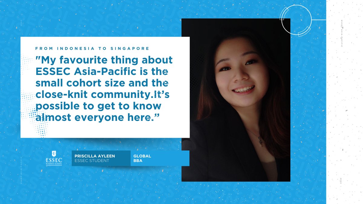 ESSEC_AP's tweet photo. Eager to discover the world from the comforts of home, (#ESSECBBA) students Priscilla Ayleen from #Indonesia 🇮🇩, Hiba N., and Zachary Tan #Singapore 🇸🇬 chose #ESSECAPAC to help realize their dreams.
👉Read why #ESSECAPAC here: https://t.co/d3vZRP9dcb https://t.co/ypFHkCEvqx