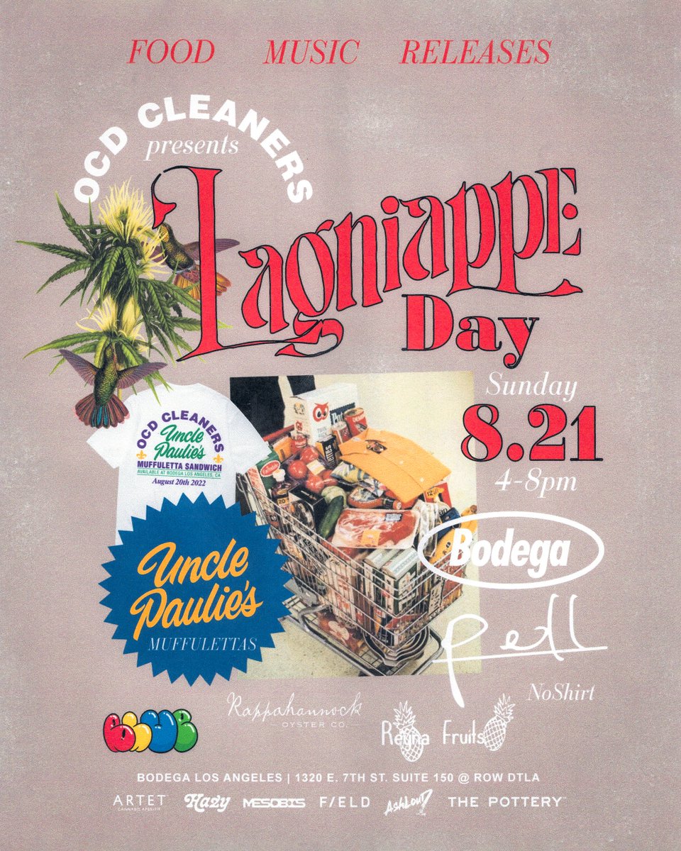 bodega's tweet photo. OCD Cleaners presents Lagniappe Day in partnership with Bodega and Uncle Paulie's.

RSVP here - https://t.co/zR6dBSFZMK https://t.co/HvhvVO3cWH