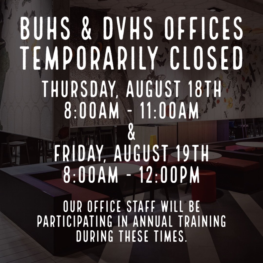 Take note … our staff is very important to us and we will be working together as a team a few times this week. Please note the dates and times that our offices will be closed. Thank you. 🙏🏼 <a href="/BrawleyUnionHS/">Brawley Union HS</a> <a href="/DesertValleyHS/">Desert Valley HS</a>