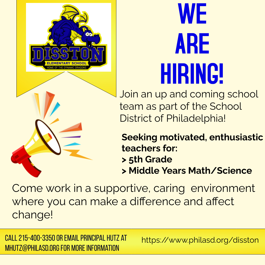 DisstonElem's tweet image. Interested in joining a great team?  Check out Hamilton Disston.  We are hiring!