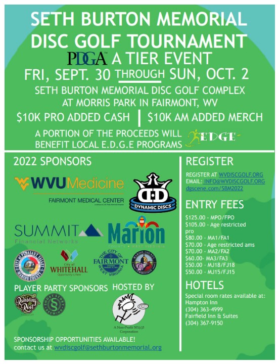 OrangeCrushDisc's tweet photo. Still time to register for the Seth Burton Memorial sponsored by #WVUMedicine and @DynamicDiscs 🙌🥏 more info in the link below! (2022, Fairmont Flyers Disc Golf Club) · Disc Golf Scene - https://t.co/Po2n3ilaXg
 #DiscGolf #FairmontWV #WVDiscGolf #GotoWV
 @AppalachianDG https://t.co/DmXnp5r2m6