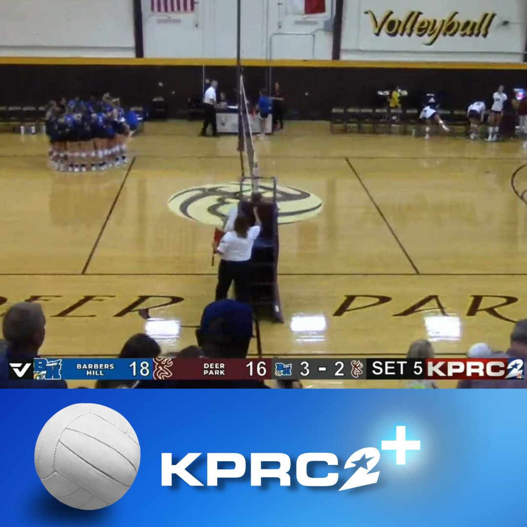 Congrats to <a href="/BarbersHillVB/">Barbers Hill Volleyball</a> &amp; <a href="/deerparkVB/">DPVB</a> on a tremendous volleyball match tonight! They battled to 5 sets before Barbers Hill HS narrowly edged out the win. Tune into KPRC 2+ on your streaming device or bit.ly/2LRzyZb?utm_so… Tuesdays for more volleyball powered by <a href="/vypehouston/">VYPE Houston</a>!