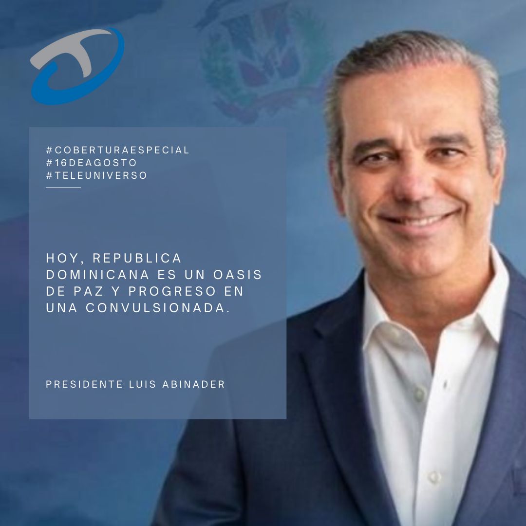 TeleuniversoTAD's tweet photo. El presidente Abinader concluyó su discurso resaltando las bondades del País, asegurando que la República Dominicana avanza en todos los frentes y se encuentra en pleno camino al desarrollo. https://t.co/nf1GyG08gW