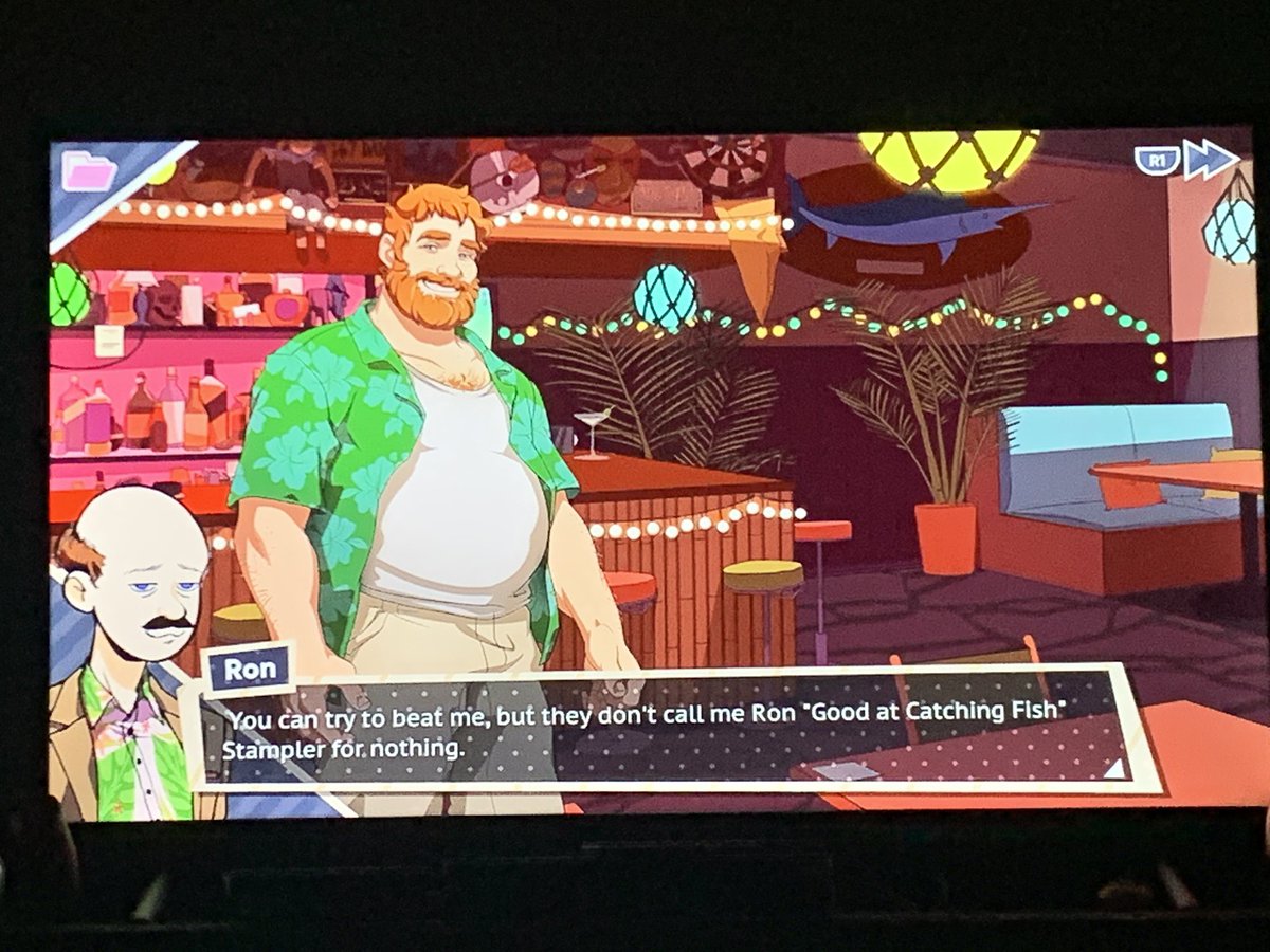 April_Diane97's tweet photo. So I’m playing a game called Dream Daddy and I made my character match like what I think Ron Stampler looks like. This line came up in one of my dates 🫠 @HeyBethMay @dungeonsanddads https://t.co/CHpw1b19bK