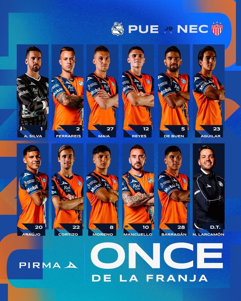 🔵 El XI del <a href="/ClubPueblaMX/">Club Puebla🎽</a> para enfrentarse a <a href="/ClubNecaxa/">Club Necaxa</a>. ⚪