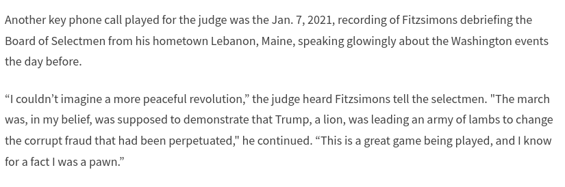 DianthaSol's tweet photo. #KyleFitzsimons aka #BloodyHeadWound on Jan 7:
“I couldn’t imagine a more peaceful revolution.”
Prosecutor: Mainer Kyle Fitzsimons used bow as a spear to assault officer during Capitol Riot https://t.co/BsQf5xfzeO https://t.co/7CNCW9OIdj