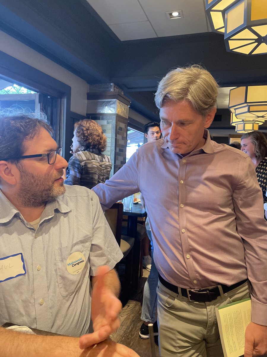 pgrosswald's tweet photo. Met Congressman Malinowski in Summit tonight.  He said this is a race between the party “that gets shit done” (Democrats) and the party that is “bat-shit crazy” ( Republicans). https://t.co/Df8MD3BLuj