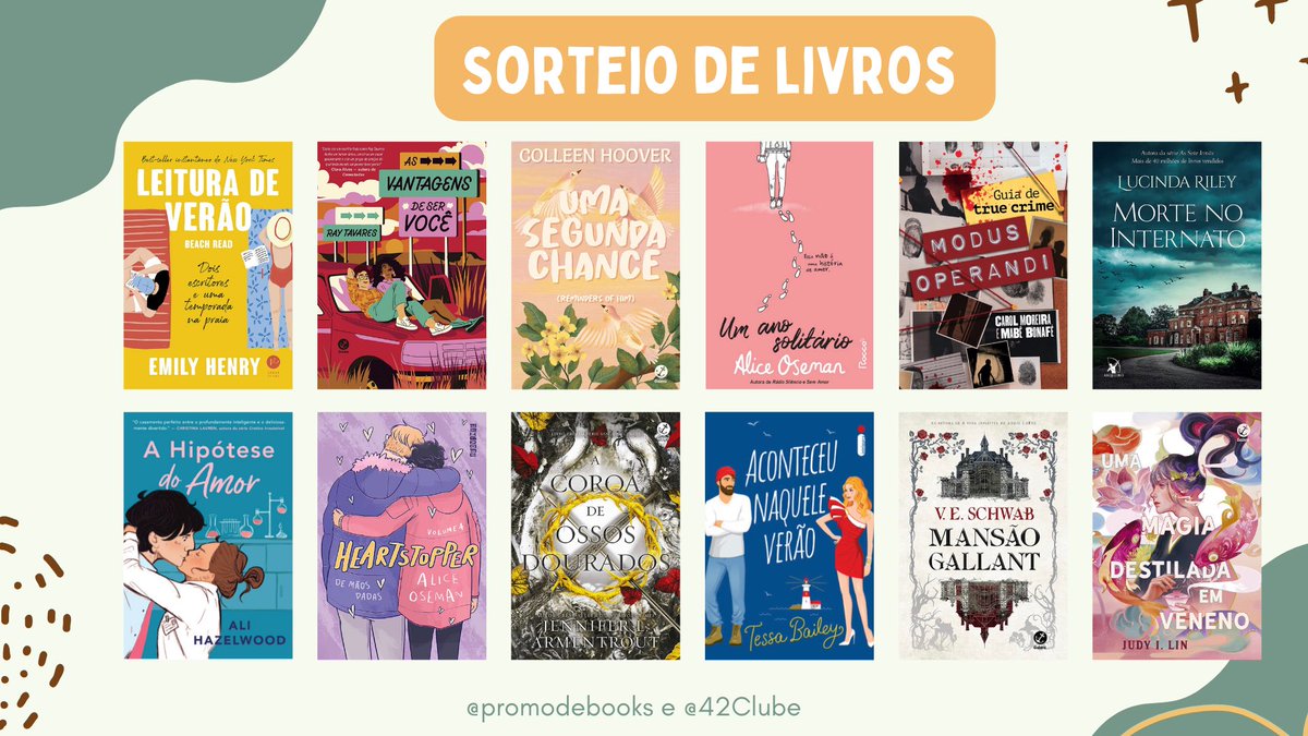 promodebooks's tweet photo. 📚📚 Sorteio de Aniversário #8 📚📚

🏆 Prêmio:
✨ UM Livro dentre as opções da imagem!

↪️ Regras:
• Seguir @promodebooks e @42Clube 
• Comentar o livro desejado + #SorteioPromodeBooks 
• Dar RT nesse tweet (sem citar)

Resultado: 26/08! 🍀📚 https://t.co/GdrRs6Fbw5