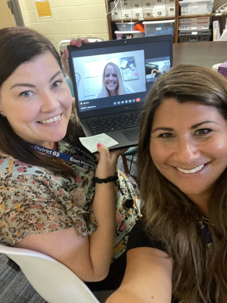 When your new DLC <a href="/NicoleSandine/">Mrs. Sandine</a> is meeting with your previous DLC @TechWithBecky, you get a quick photo and look forward to all of the innovative ways we will work together with our amazing staff <a href="/MarkTwainD63/">Mark Twain School</a>! The possibilities are endless!