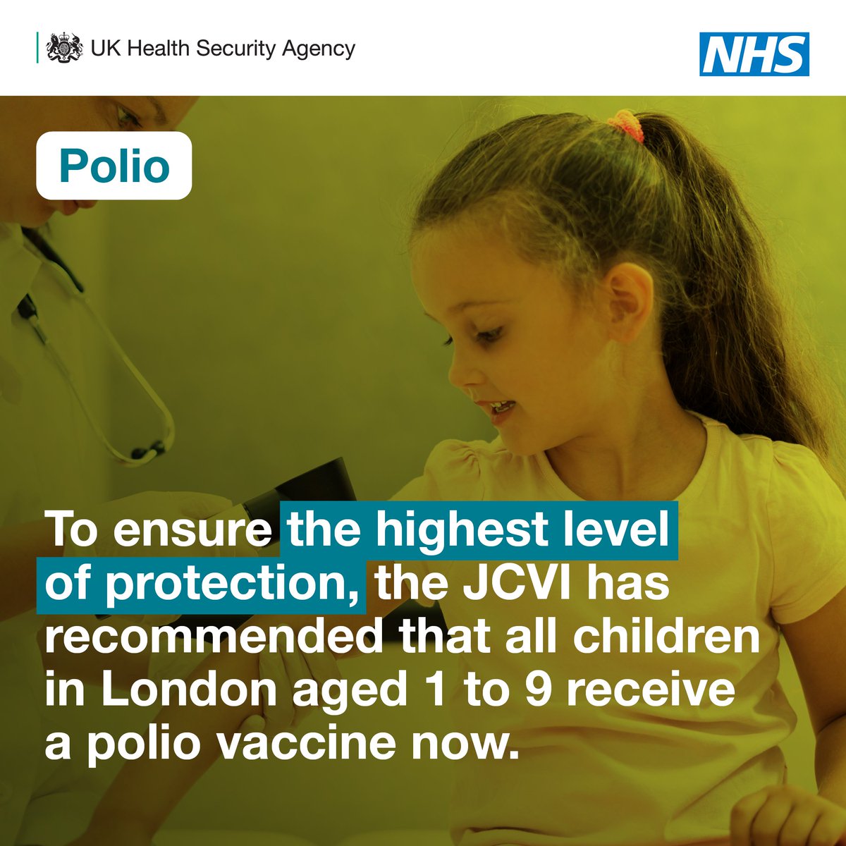 EnfieldCouncil's tweet photo. As part of the ongoing response to #poliovirus detected in London sewage, the JCVI has advised that all children in London aged 1-9 should get a polio vaccine now.
The NHS will contact parents when it's time for their child's polio booster.
#KeepEnfieldSafe https://t.co/0deo35SIse