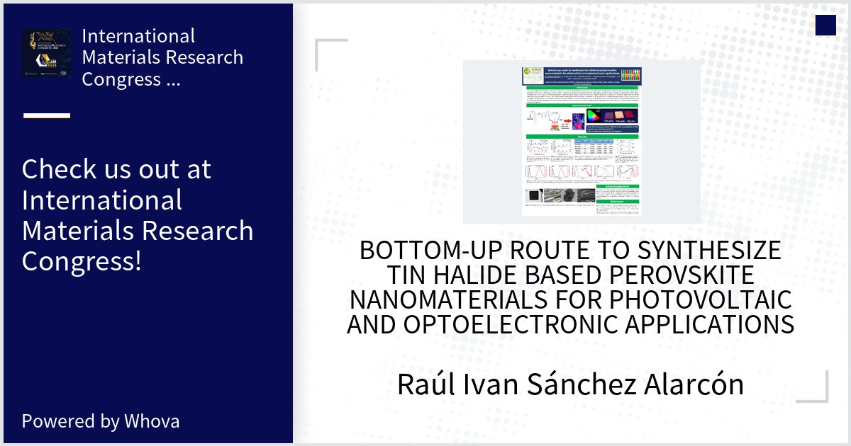 ivanalarcon671's tweet photo. Come check out our Poster at International Materials Research Congress. #IMRCcongress - via #Whova event app https://t.co/JiJldK5Tyi
