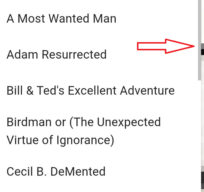 posterdle's tweet photo. @0scarpayne Hey Oscar, sorry to hear about the streak 😢 and thanks for bringing this up.

Try using the scroll bar on the side (arrow) and see if that works for finding the correct movie title.

Feel free to shoot us a DM if this doesn't work! https://t.co/ep1i7uzZKU