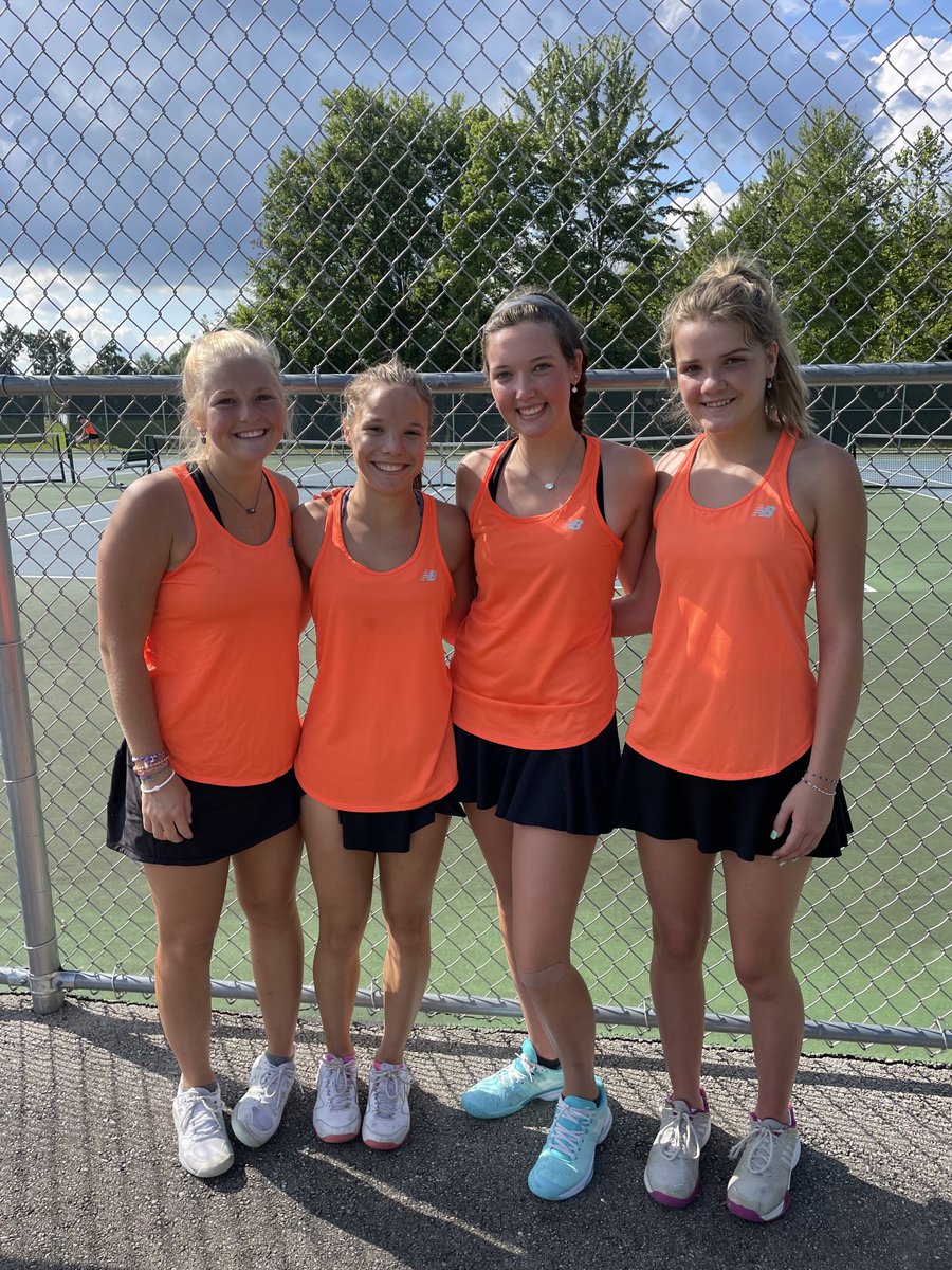 LPawTennis's tweet photo. Girls tennis won their first ECC match against Anderson with a sweep on all courts. Great job tigers🧡🖤🎾⁦ @LovelandTigerAD⁩ ⁦@LovTigers_AD⁩ https://t.co/bJzth9card