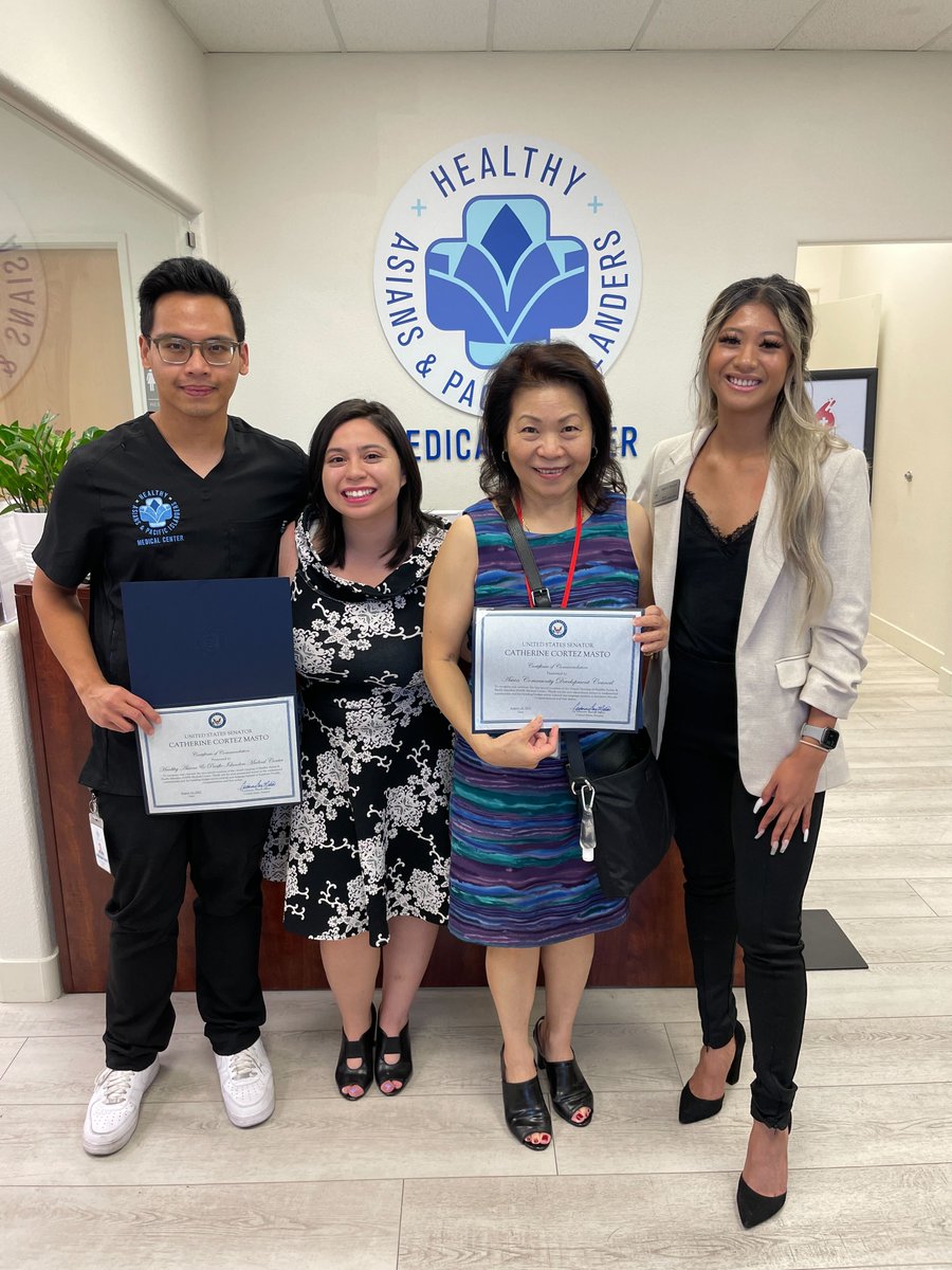 hapimedicalnv's tweet image. Thank you to De’liza Galimidi and Dielle Telada (regional representatives from the office of @SenCortezMasto) for presenting us with these Certificates of Commendations! We truly appreciate this recognition! #behapi #behealthy