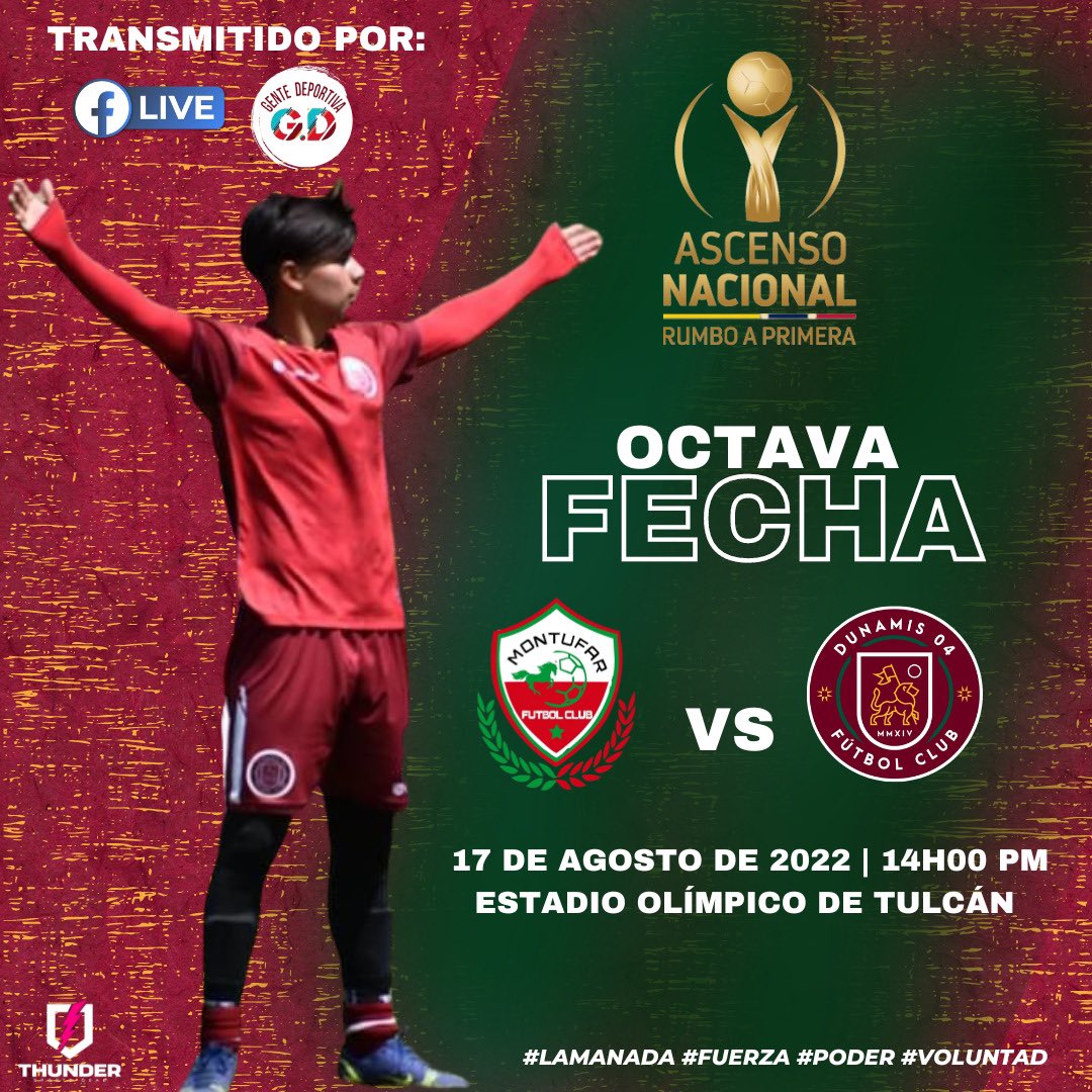 04DunamisFC's tweet photo. Volvemos… MÁS FUERTES Y MÁS PODEROSOS 🇲🇱🔥
SEGUNDA FECHA (SEGUNDA ETAPA)
🆚 @montufarfcec
🗓 17/08/22
⌚️14:00
🏟 Olímpico de Tulcán
📺 GD 04 FACEBOOK LIVE
•
•
•
#lamanada #dunamis04 #d04fc #elpoderoso04 #fuerza #poder #voluntad #ascensoecuador #ascensonacional https://t.co/S2xUH80r0R