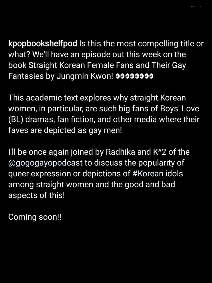 Radhika (<a href="/gogogayopodcast/">GoGo Gayo! Kpop Podcast</a>) and I were invited for another discussion on <a href="/kpopbookshelf/">Kpop Bookshelf (Podcast)</a> about one of my favorite academic books! Make sure to be on the lookout for it soon. 😁
➡️ open.spotify.com/show/65TSEtoF7…