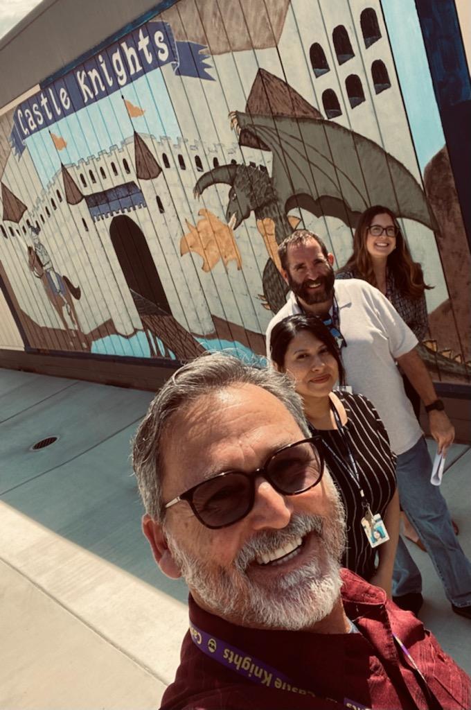 D74Anderson's tweet photo. Castle Knights selfie! Ready to welcome students back tomorrow! #PBVUSD #WeArePBV https://t.co/x4gFNIENlA
