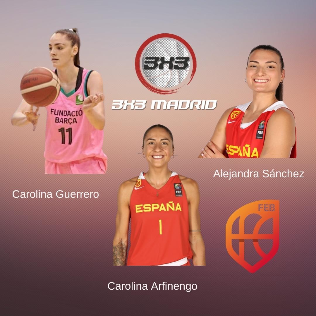 Orgullosos😎de nuestras jugadoras de <a href="/3x3_madrid/">3x3 MADRID</a> que jugarán con la selección española🇪🇸3x3U23🇪🇸La Nation League de Voiron🇫🇷
del 20 al 22 de agosto
🇪🇸⚡ <a href="/CarolWarrior11/">Carolina Guerrero</a> C.Guerrero
🇪🇸⚡ <a href="/Carol_AdelC/">Carol Arfinengo</a> C.Arfinengo
🇪🇸⚡ <a href="/alesanchezz19/">Alejandra Sánchez</a> A.Sánchez

<a href="/3x3_madrid/">3x3 MADRID</a>
<a href="/CompeticionFEB/">CompeticionesFEB</a> 
<a href="/FIBA3x3/">3x3 Basketball | FIBA3x3</a>