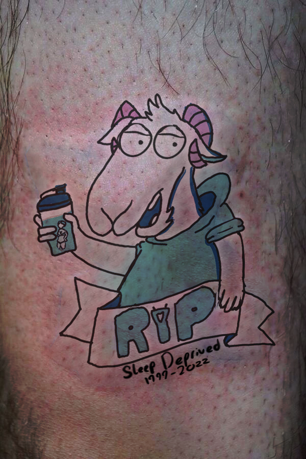 GridLockToons's tweet photo. Absolutely livid @sleepdeprived, I got this tattoo for nothing 😡😡😡

#sleepdeprivedfanart https://t.co/jwnZES8Jra