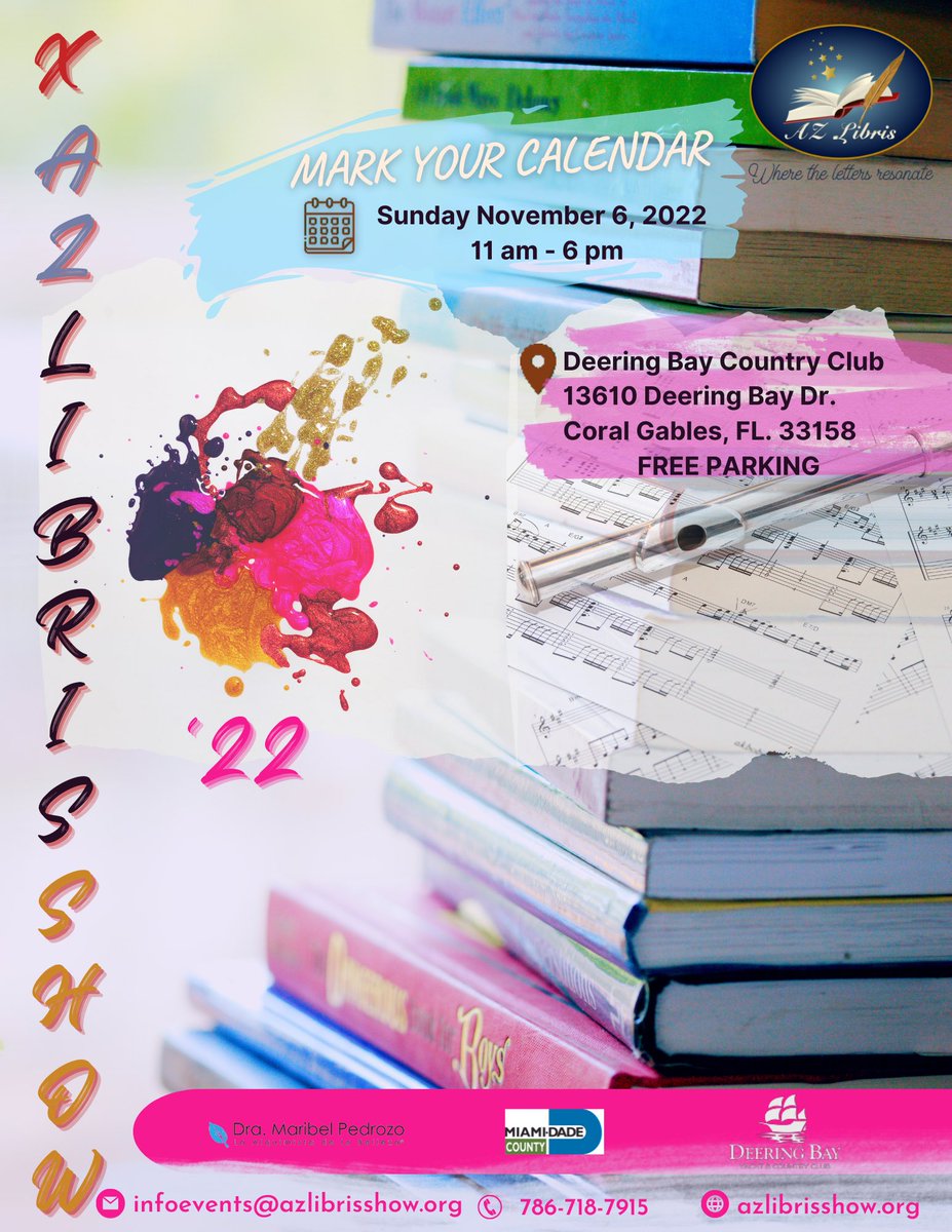 AZLibrisShow's tweet photo. Open registration is oficial Anímate, participa
Calling to: Authors, artists, musicians, singers and general public. #AzLibrisShow 10 yrs of cultural activities
#miamiculture #miamicultural #culturalheritage #booksigning
#bookfair #literaryevent #booklover #artfestival #artwork https://t.co/jZ6uGLUzyY