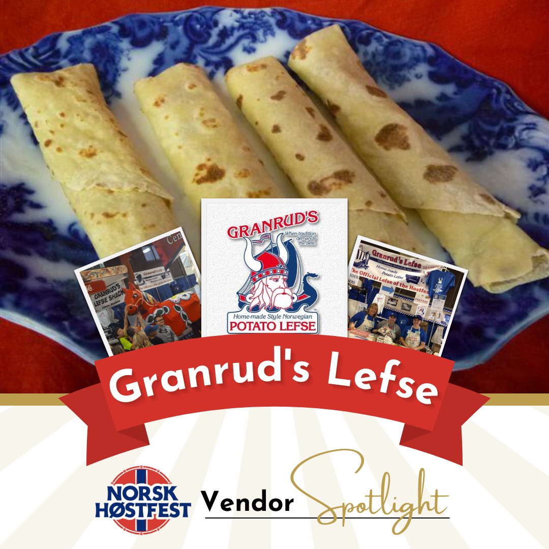 NorskHostfest's tweet image. Calling all lefse lovers ❗ ❤️  Granrud's Lefse Shack is returning to Norsk Høstfest! They've have been making their award winning lefse in the US since 1977 😋 

Fun Fact: They use 84,000 pounds of potatoes every season 🥔 

#VendorSpotlight #NorskHostfest2022 #Lefse #homemade