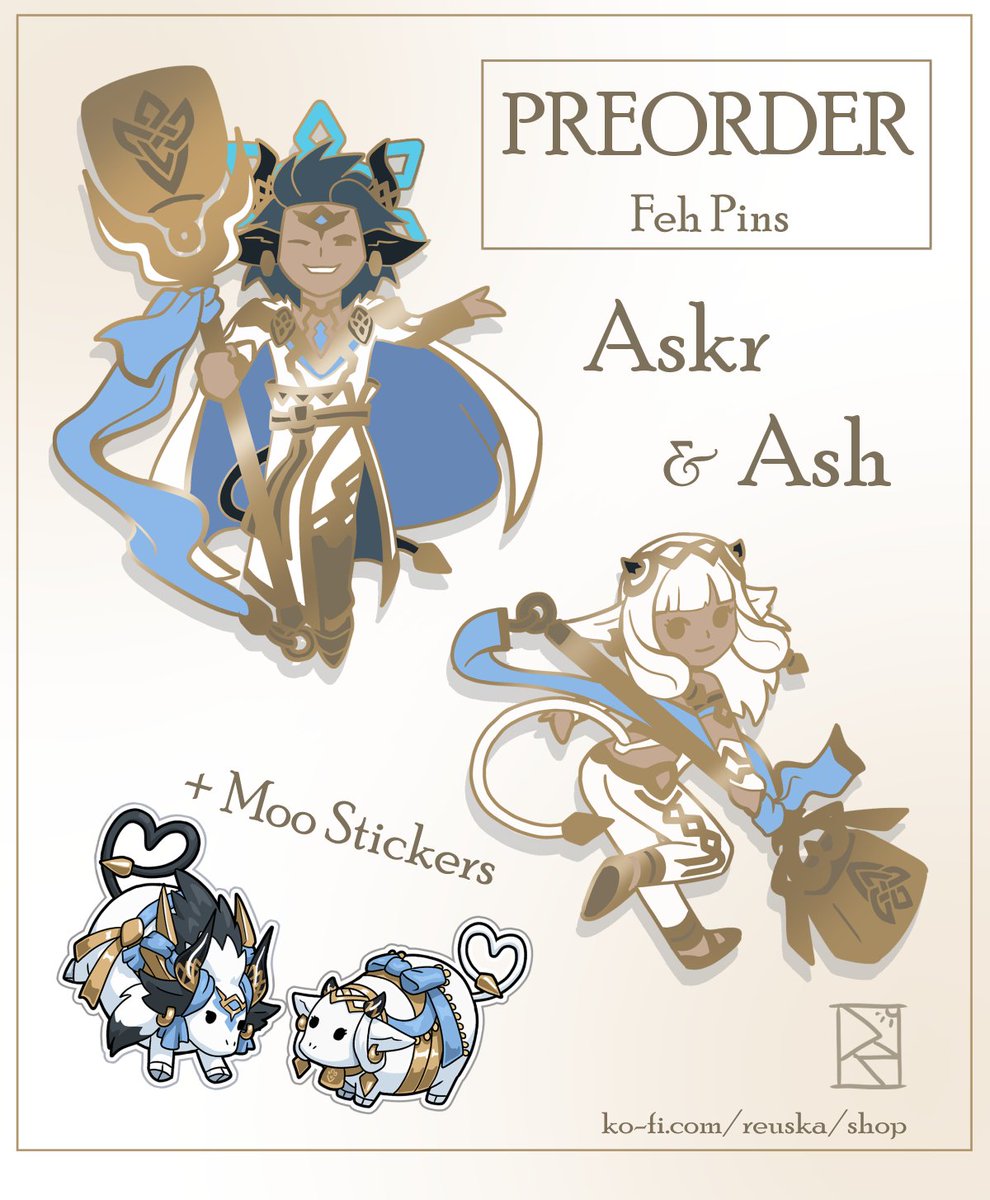 WellKeptStache's tweet photo. Ash and Askr hard enamel pins by @Reartity!
Pre-orders are up until August 31st, so don't miss out on the Holy Cows 👀
Shop link:
https://t.co/CbtP3Ne6U4
#FireEmblem #FireEmblemHeroes #FEH #CYL6 #Askr #Ash https://t.co/JnIEe1TJ04