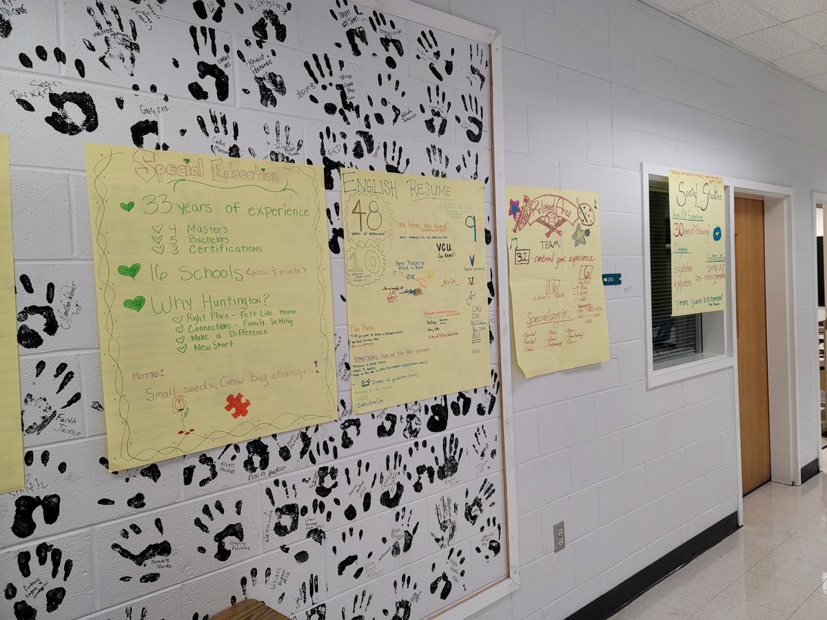MrDLWashington's tweet photo. Great start to new school year with each department creating a resume poster of their team members as icebreaker activity 
#1stdaySY2223
#HuntingtonRising
#nnpsproud
@leadegriffin @Figgster2 @ABWashingtonJr https://t.co/QHI5ppYtrj