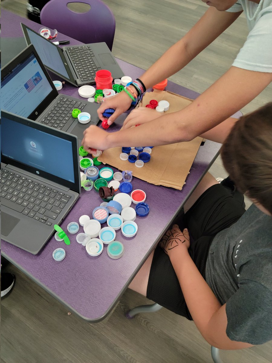TaylorTurizo's tweet photo. Day 1 of a design challenge for this PBL group. Ss are working together to upcycle materials they've gathered. These TCS kids are in their element when given a chance to show their creativity. https://t.co/xKx5sMOTFn