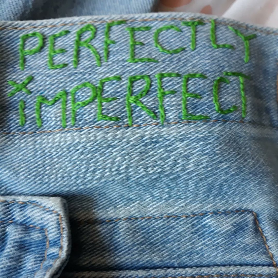 ElectricRose27's tweet photo. Finally finished the "perfectly imperfect" I started stitching on The Jacket last month at @CIPSacramento while waiting to see @MODSUN live for the first time. https://t.co/0W3coCRKB9