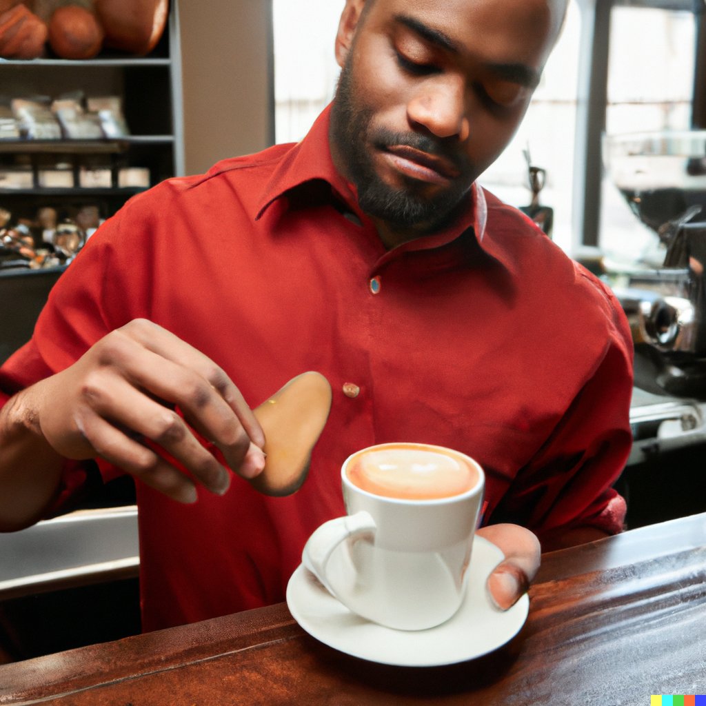 CyberneticFart's tweet photo. Your barista doesn't want you to know this weird trick for super smooth potatoes. #dalle https://t.co/3HlPJlb4z6