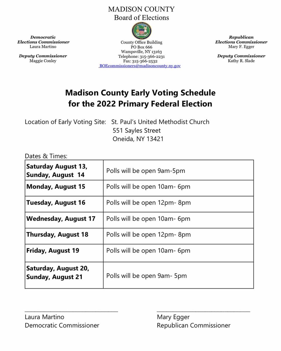samrobertsny's tweet photo. Not sure when and where you can vote early in Onondaga, Oneida and Madison Counties? #NY22 https://t.co/OvNqIk4SgY