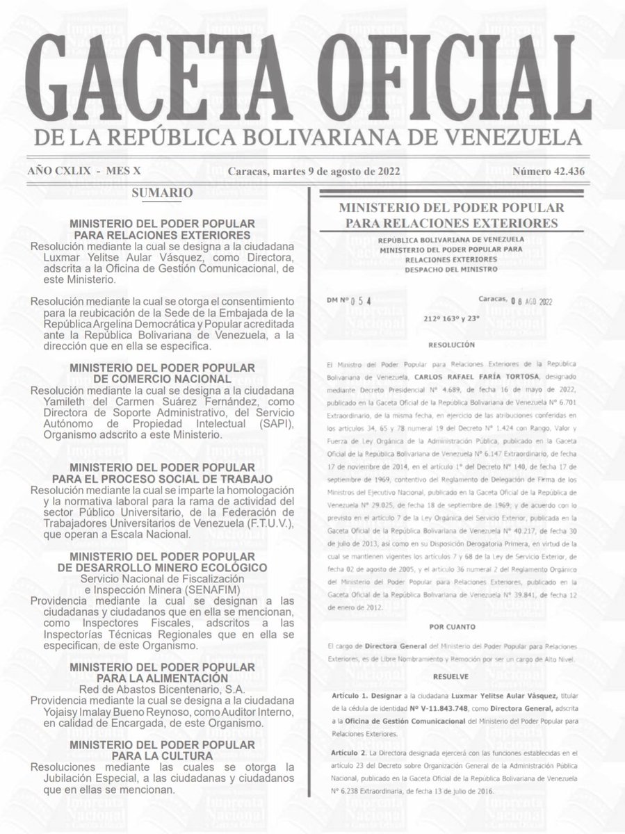 SINATRAUCV1's tweet photo. Con la Publicación de la Gaceta Oficial N°42.436 de hoy #09Agosto Fue homologada la IV-CCU, reconociendo los derechos adquiridos en convenciones anteriores a tales efecto quedaría sin efecto para el sector universitario, el instructivo.
 #DeroguenElInstructivoOnapre https://t.co/JIjmaihIkR