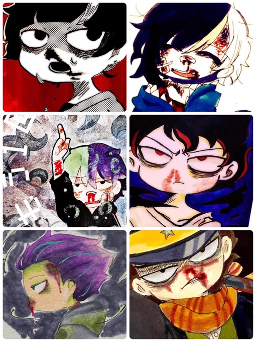性癖は隈、三白眼、瘢痕、拭ってブシブシになった鼻血、涙痕
描くの好き 