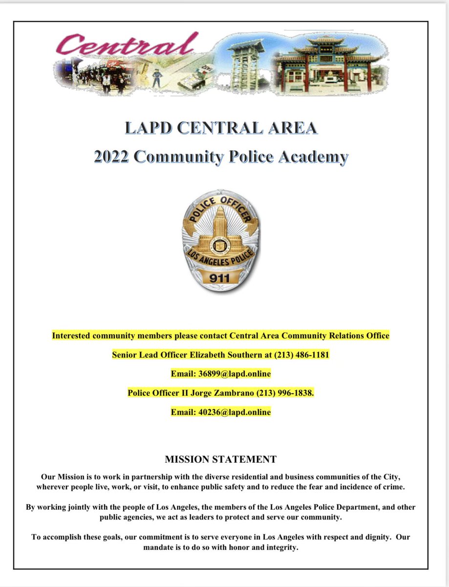 Central Area 2022 Community Police Academy