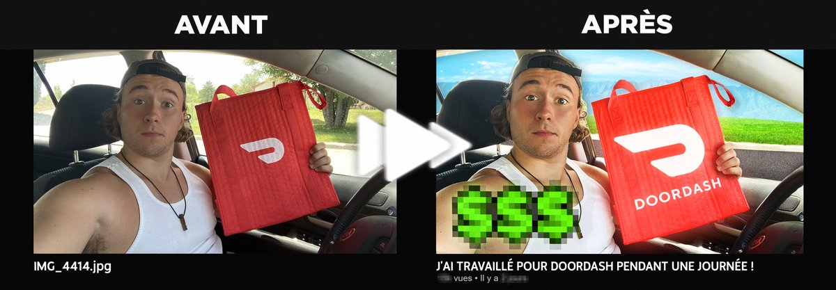 HeyyGK's tweet photo. "J'ai Travaillé pour DoorDash pendant UNE JOURNÉE!" 🚗
Thumbnail pour la dernière vidéo de @hayablast_ https://t.co/ia9yTWtfkR