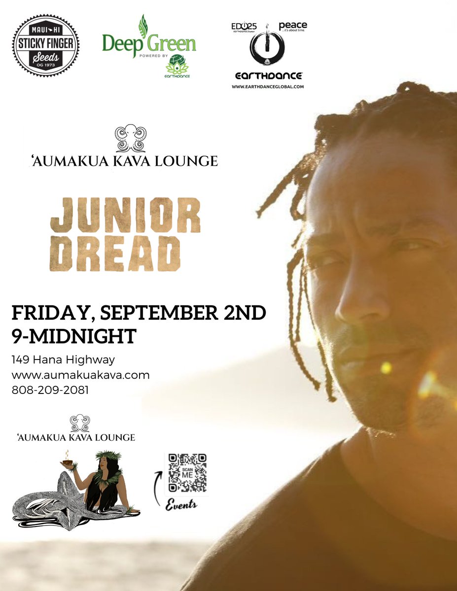 Live music for our Maui fam! September 2 <a href="/juniordread/">JUNIOR DREAD</a> will be playing at Aumakua Kava Lounge in Paia, 9 to midnight! See you there!