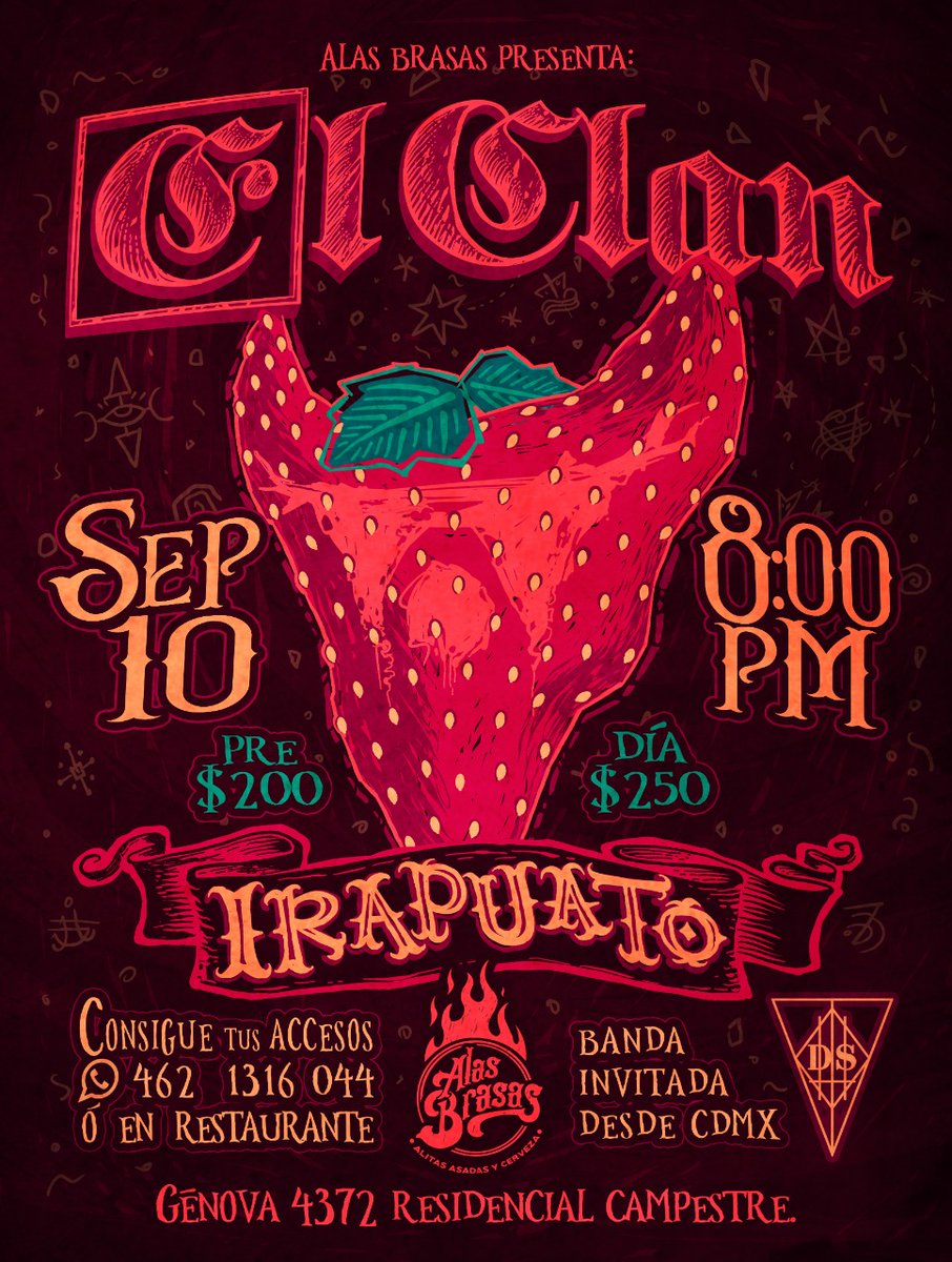 elclanmx's tweet photo. ¡Nuestras próximas fechas!
 
👉 9 de septiembre en el @clubrocknroll, CDMX. Limitado a 100 personas. Boletos en el WhatsApp 55 6675 6763.

👉 10 de septiembre en @alasbrasas, Irapuato, Gto. Informes al WhatsApp 4621316044.

#TODOSSOMOSELCLAN  
#ELLABERINTODEMIMENTETOUR https://t.co/SUwXn8MyOK