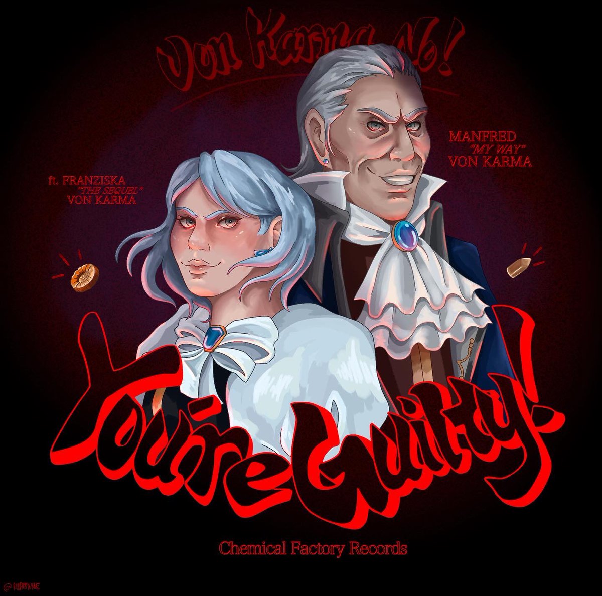 WHAT WILL YOU DO NOW, MR PHOENIX WRIGHT? I’ve had the <a href="/RTGameCrowd/">RTGame 👑</a> von Karma voice stuck in my head since the music video, so here’s the album cover for their hit single #AceAttorney