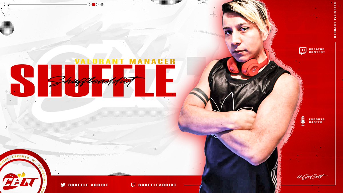 EsportsCelt's tweet photo. 📢 • Presentación Celestial Esports
Hoy nos complace anunciar la incorporación de alguien muy conocido en la Comunidad
@Shuffle__Addict
Sera el Manager de la Division de #VALORANT así como el Caster de nuestros torneos!
Bienvenido a tu nueva familia!
#GoCelt | #JoinCelt 🍓 https://t.co/KDlqGQKPTs