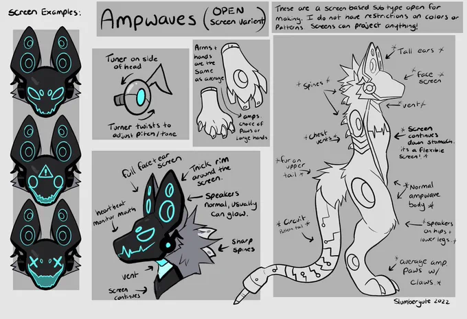 Little subtype for Ampwaves! These are also open to make! Wanted to have a more "futuristic" type for them. I may also make a natural subspecies and have them be a primal type. 