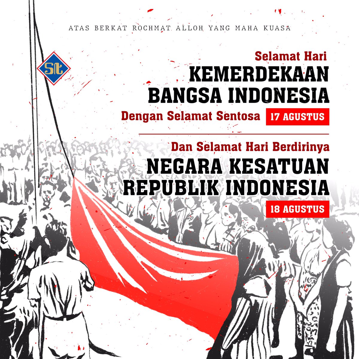 ST_sehattentrem's tweet photo. Kedaulatan milik seluruh Rakyat Indonesia! Bukan milik sebagian Rakyat Indonesia. Mari kita bersyukur atas nikmat Kemerdekaan Bangsa Indonesia, dan hari berdirinya Negara Kesatuan Republik Indonesia.
#SehatTentrem #ST #UntukIndonesiaRaya https://t.co/mx2m8PxxmW