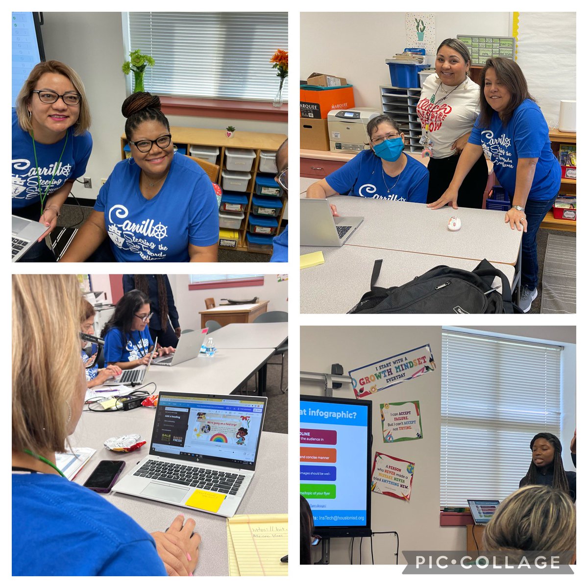 LopezprinciPAL's tweet photo. A big 🙌🏽 to @maveroluna @1hightechteach @ayiammoore  @NKellyEducates @_vinestech for presenting to the teachers from @Carrillo_HISD and @lantrip_hisd today on engaging tech tools to help us with CFU and to become more efficient in our planning. Can’t wait for PLC @HISD_Inst_tech https://t.co/C1cucE22fU