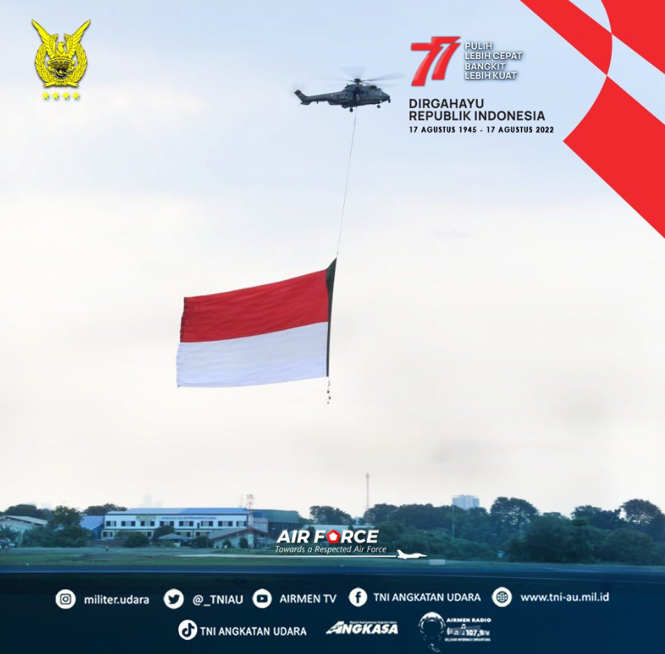 _TNIAU's tweet photo. Dirgahayu Republik Indonesia 
17 Agustus 1945 - 17 Agustus 2022 https://t.co/lgvGgHxN43