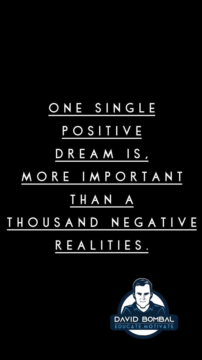 davidbombal's tweet image. One single positive dream is more important than a thousand negative realities.

#DailyMotivation #inspiration #motivation #bestadvice #lifelessons #changeyourmindset