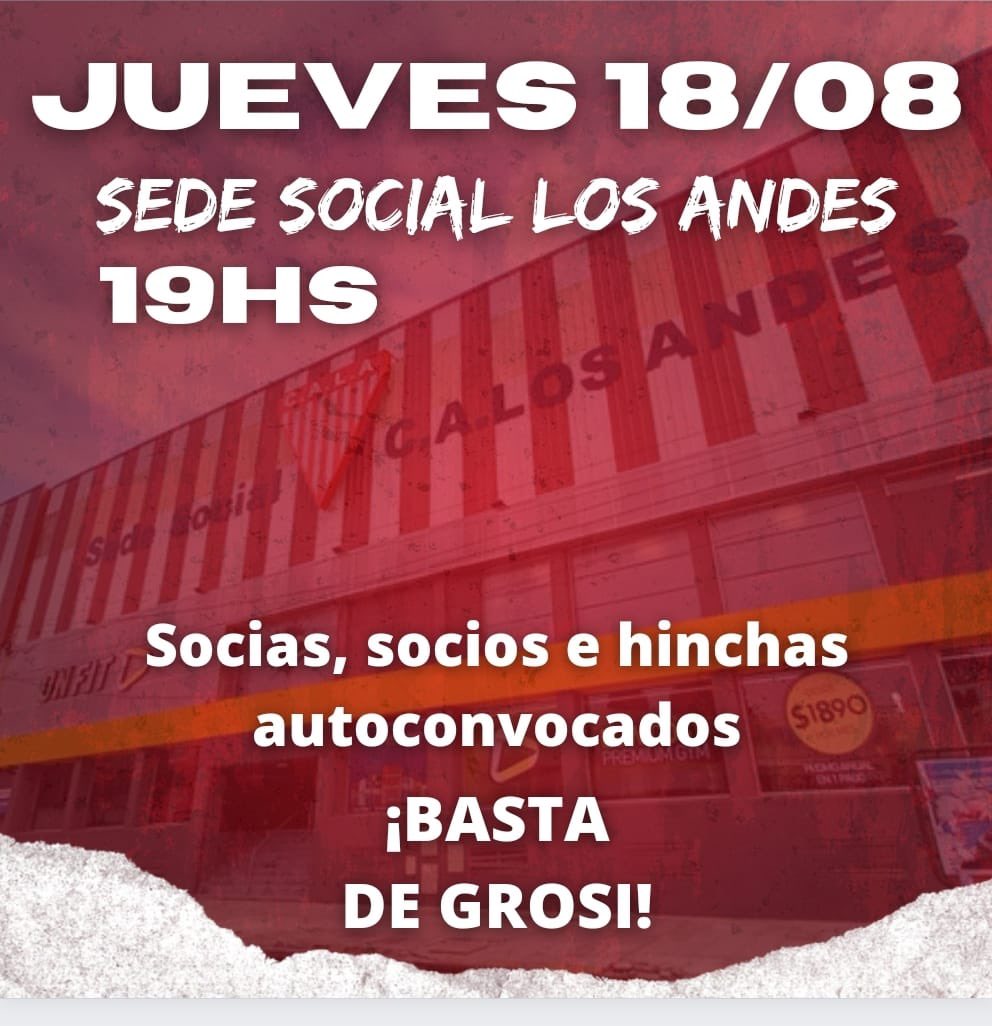 Este jueves a las 19 hs volvemos a salir a la calle para defender nuestro club! 

Todxs juntxs, una vez más, para salvar a Los Andes 🇦🇹

SI QUERES A LOS ANDES TENES QUE VENIR!