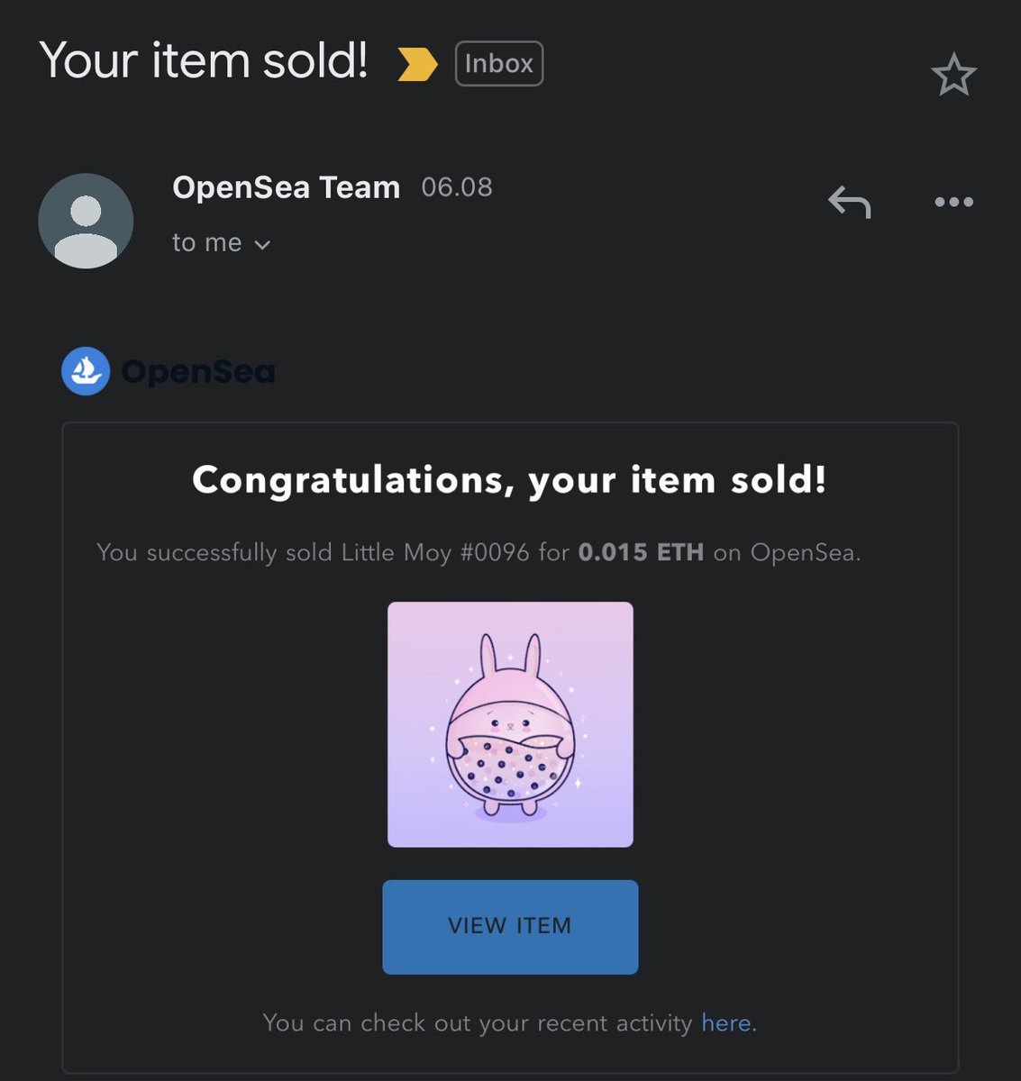 I have to say goodbye to my cute little moy by <a href="/cutelittlemoys/">Little Moys 🌙SOLD OUT🌙</a> 
My little moy is sold to my friend <a href="/katas_art/">Kata 🇨🇦🇭🇺</a> 
Thankyou 🥰

#NFT #NFTCommunity