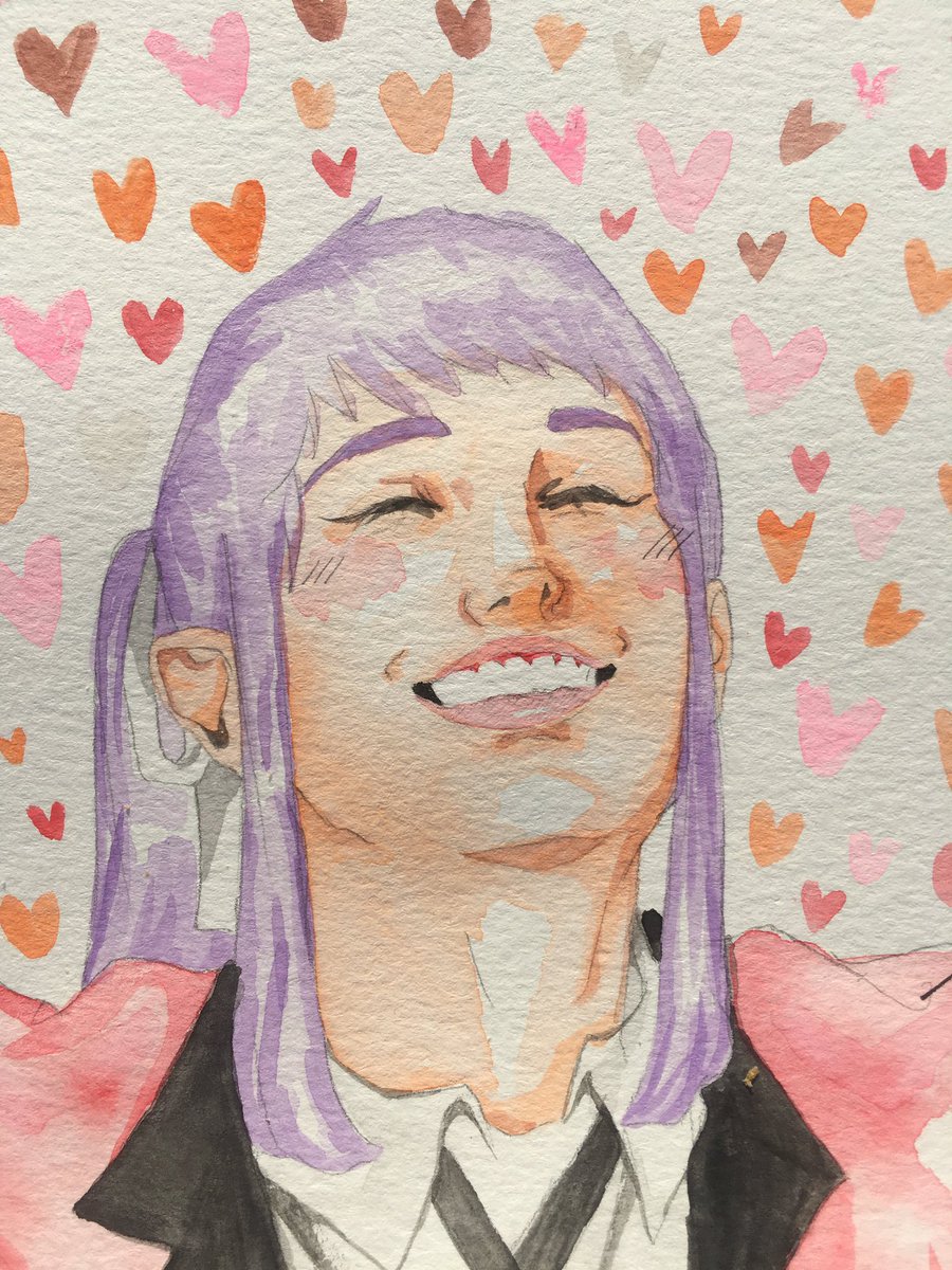 drawanderlust's tweet photo. manifesting smiling sayaka again while practicing watercolor :-D #kakegurui https://t.co/9lnX5z3mYx