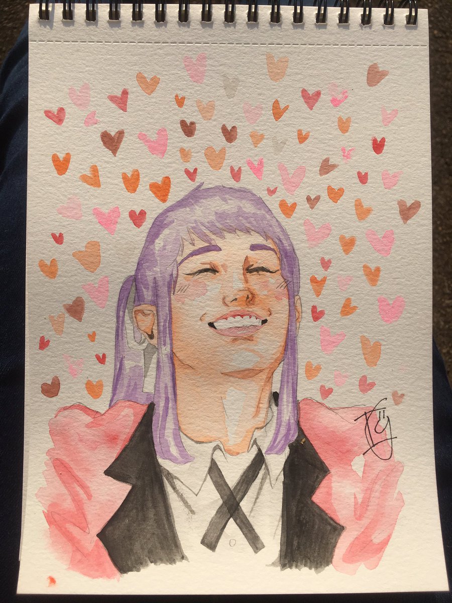 drawanderlust's tweet photo. manifesting smiling sayaka again while practicing watercolor :-D #kakegurui https://t.co/9lnX5z3mYx